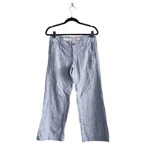 Pilcro and the Letterpress Women's Wide Leg Soft Linen Pants Blue Size 4